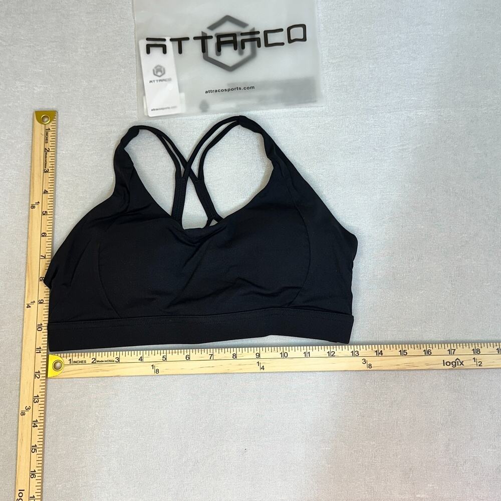 Attraco Women's U-Neck Crisscross Strappy Back Sports Bra with Removable Pads